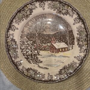 Vtg The Friendly Village England 1883" Backstamp by JOHNSON BROTHERS plate 10”